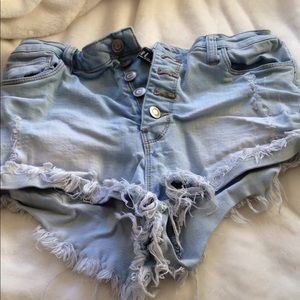 High waisted jean shorts